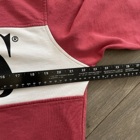 Levis Retro Crew Pullover Men Sz M Faded Red Colorblock Spellout Logo Sweatshirt - Picture 9 of 12